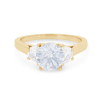Three Stone Half Moon Diamond Engagement Setting