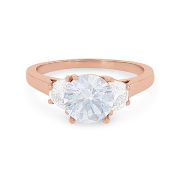 Three Stone Half Moon Diamond Engagement Setting