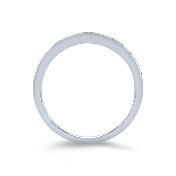 Simon G. Baguette and Round Diamond Wedding Band In White Gold 18K