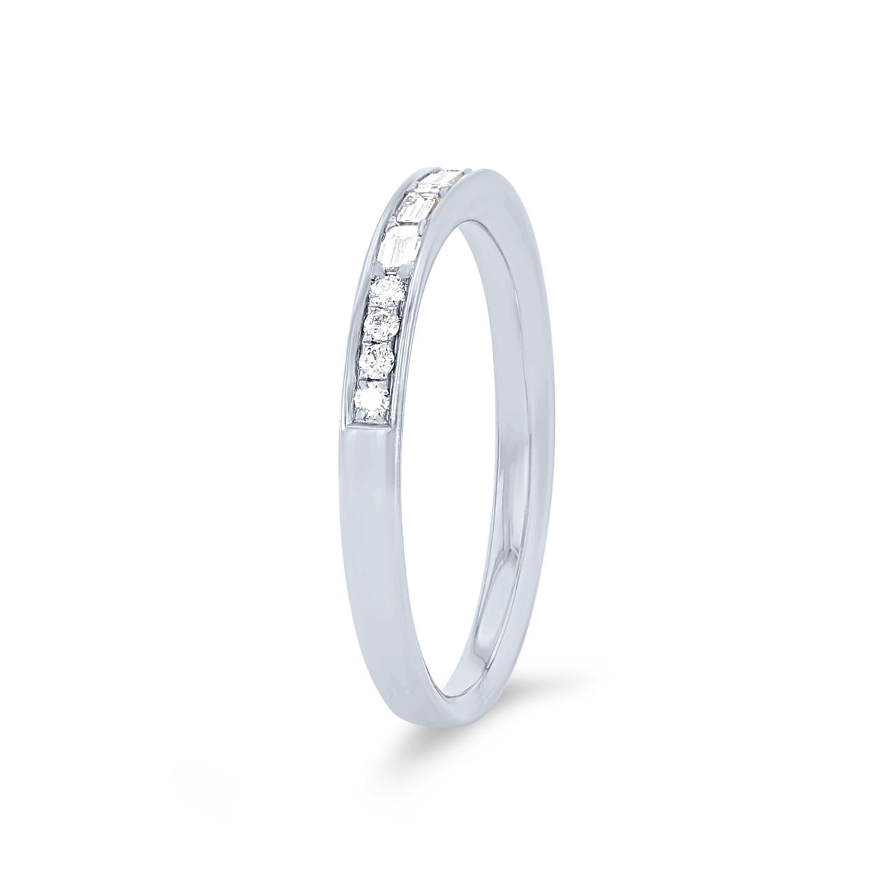 Simon G. Baguette and Round Diamond Wedding Band