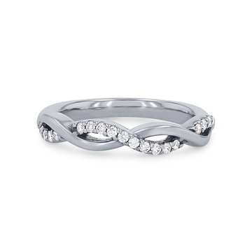Artcarved Twist Half Diamond Wedding Band In White Gold 14K
