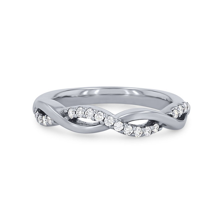 Artcarved Twist Half Diamond Wedding Band In White Gold 14K