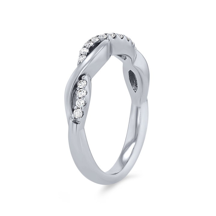 Artcarved Twist Half Diamond Wedding Band In White Gold 14K