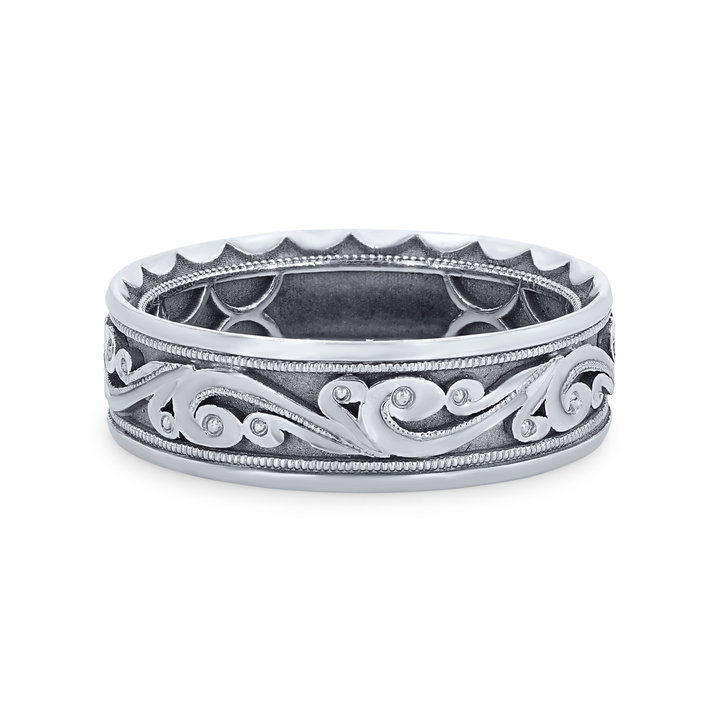 Tacori Filigree Milgrain Wedding Band In White Gold 18K