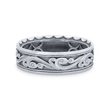 Tacori Filigree Milgrain Wedding Band In White Gold 18K