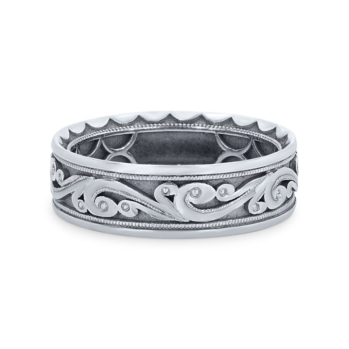 Tacori Filigree Milgrain Wedding Band In White Gold 18K