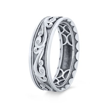 Tacori Filigree Milgrain Wedding Band In White Gold 18K