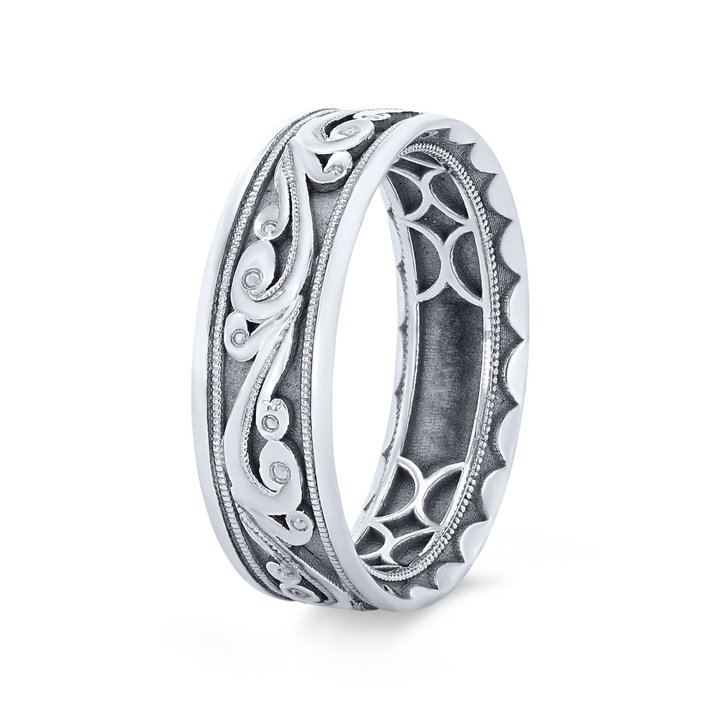 Tacori Filigree Milgrain Wedding Band In White Gold 18K