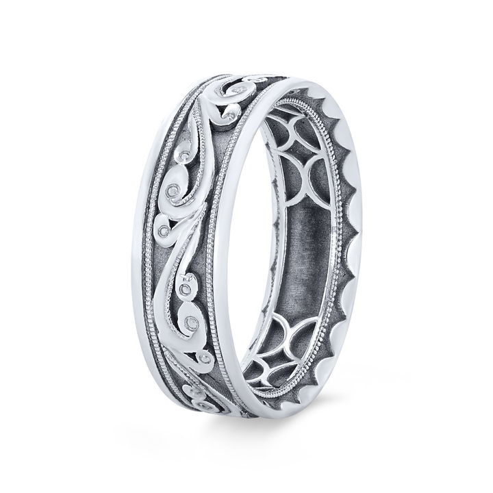White Gold 18K Tacori Filigree Milgrain Wedding Band