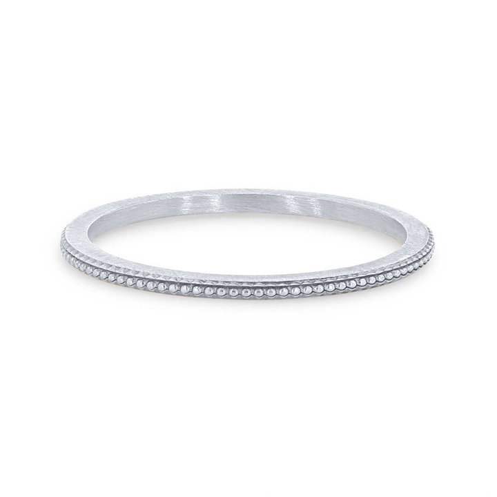 Milgrain Edge 1mm Wedding Band In White Gold 14K