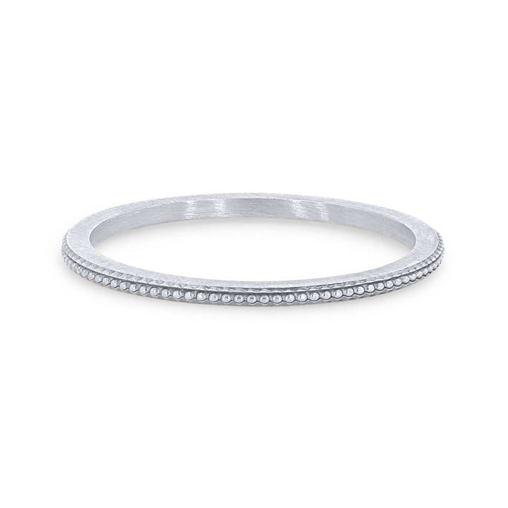 White Gold 14K Milgrain Edge 1mm Band