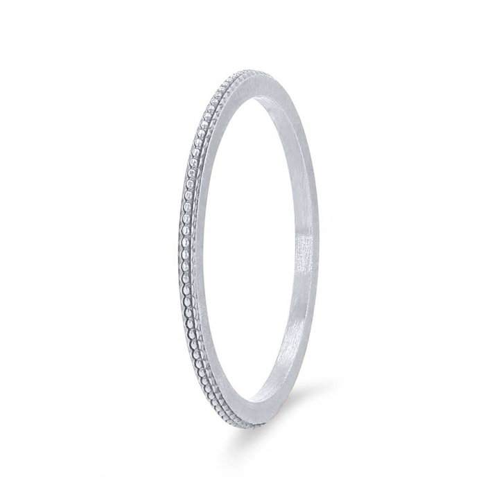 Milgrain Edge 1mm Wedding Band In White Gold 14K