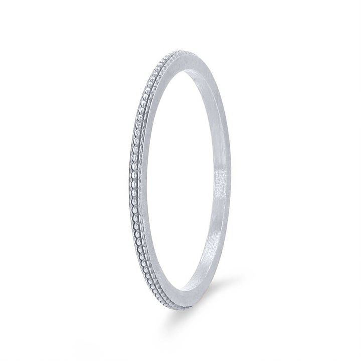 White Gold 14K Milgrain Edge 1mm Band
