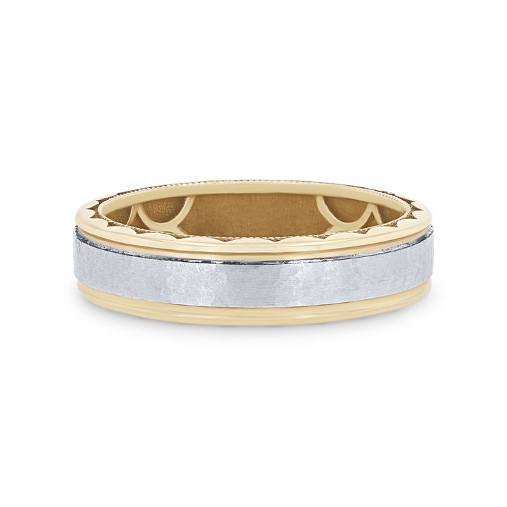 White And Yellow Gold 18K Tacori Two-Tone Hammer Wedding Band