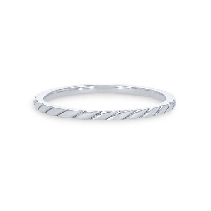 White Gold 14K Rope Engraved 1mm Band