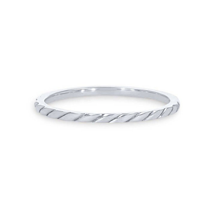 Rope Engraved 1mm Wedding Band In White Gold 14K
