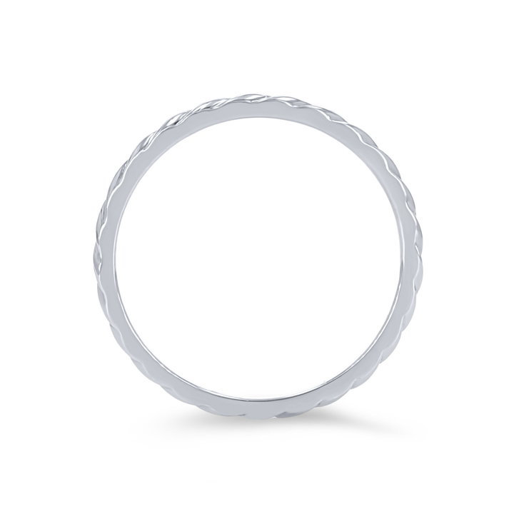 Rope Engraved 1mm Wedding Band In White Gold 14K