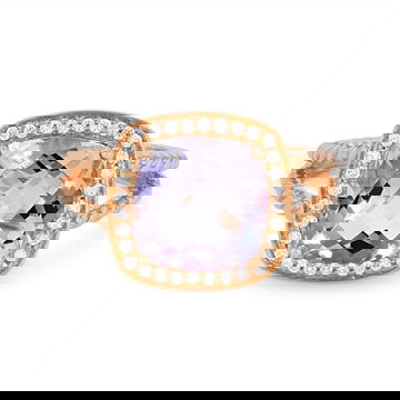 Pink Amethyst and Diamond Halo Rope Ring