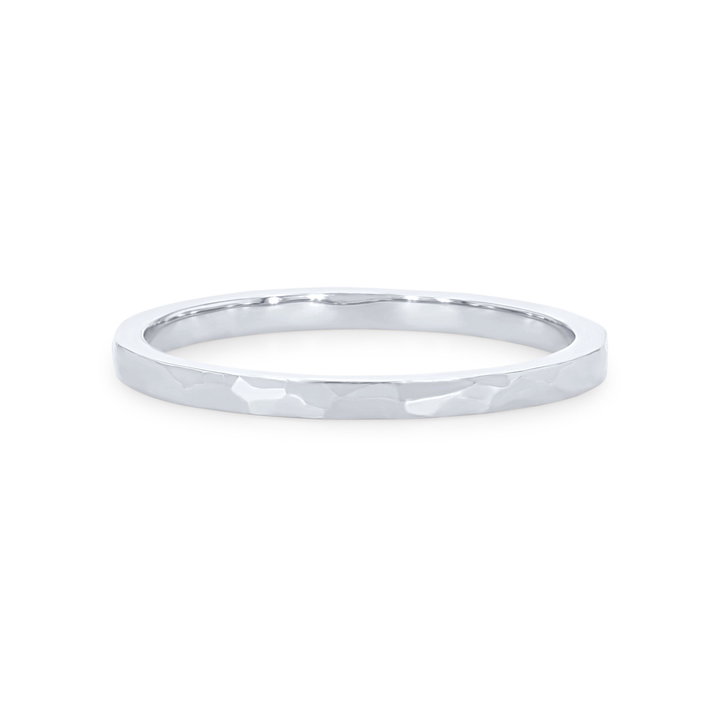 Hammer 1.5mm Wedding Band In White Gold 14K