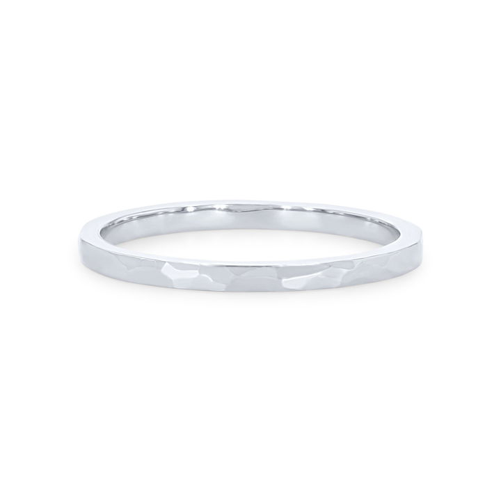 Hammer 1.5mm Wedding Band In White Gold 14K