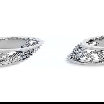 Simon G. Floral Milgrain Open Wedding Band