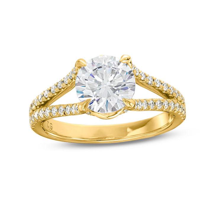 Diamond Split Engagement Setting by C. Gonshor In Yellow Gold 14K