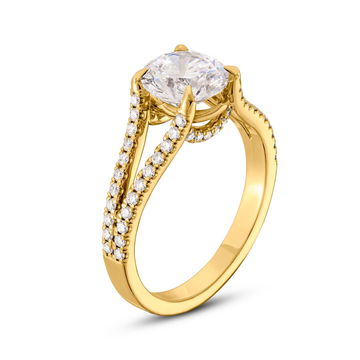 Diamond Split Engagement Setting by C. Gonshor In Yellow Gold 14K