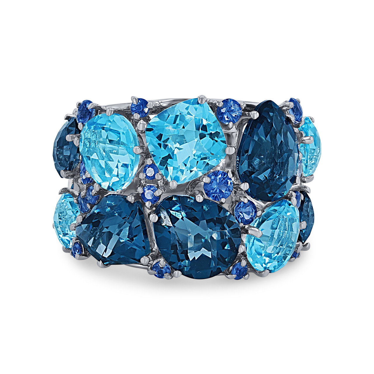 Mixed Blue Gemstone Cluster Ring 0