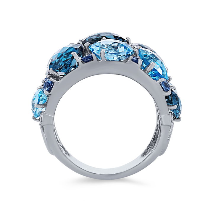 Mixed Blue Gemstone Cluster Ring