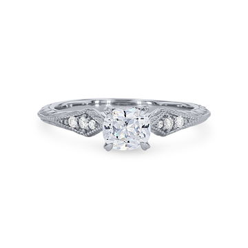 Artcarved Engraved Milgrain Knife Edge Engagement Setting In White Gold 14K