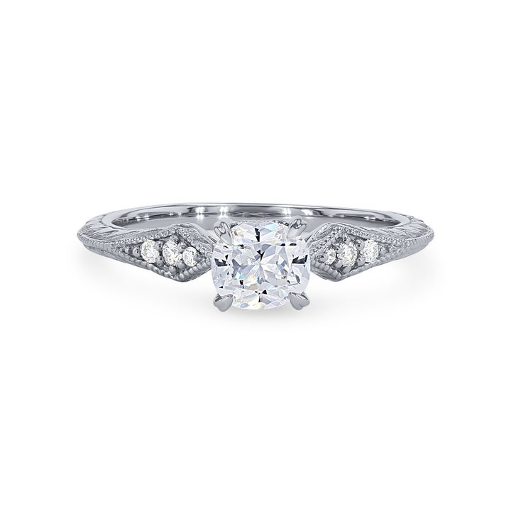 Artcarved Engraved Milgrain Knife Edge Engagement Setting In White Gold 14K