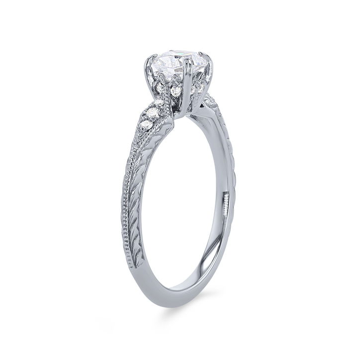 Artcarved Engraved Milgrain Knife Edge Engagement Setting In White Gold 14K