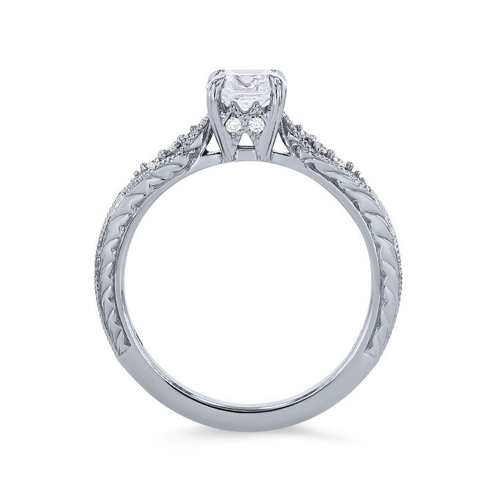 Artcarved Engraved Milgrain Knife Edge Engagement Setting In White Gold 14K