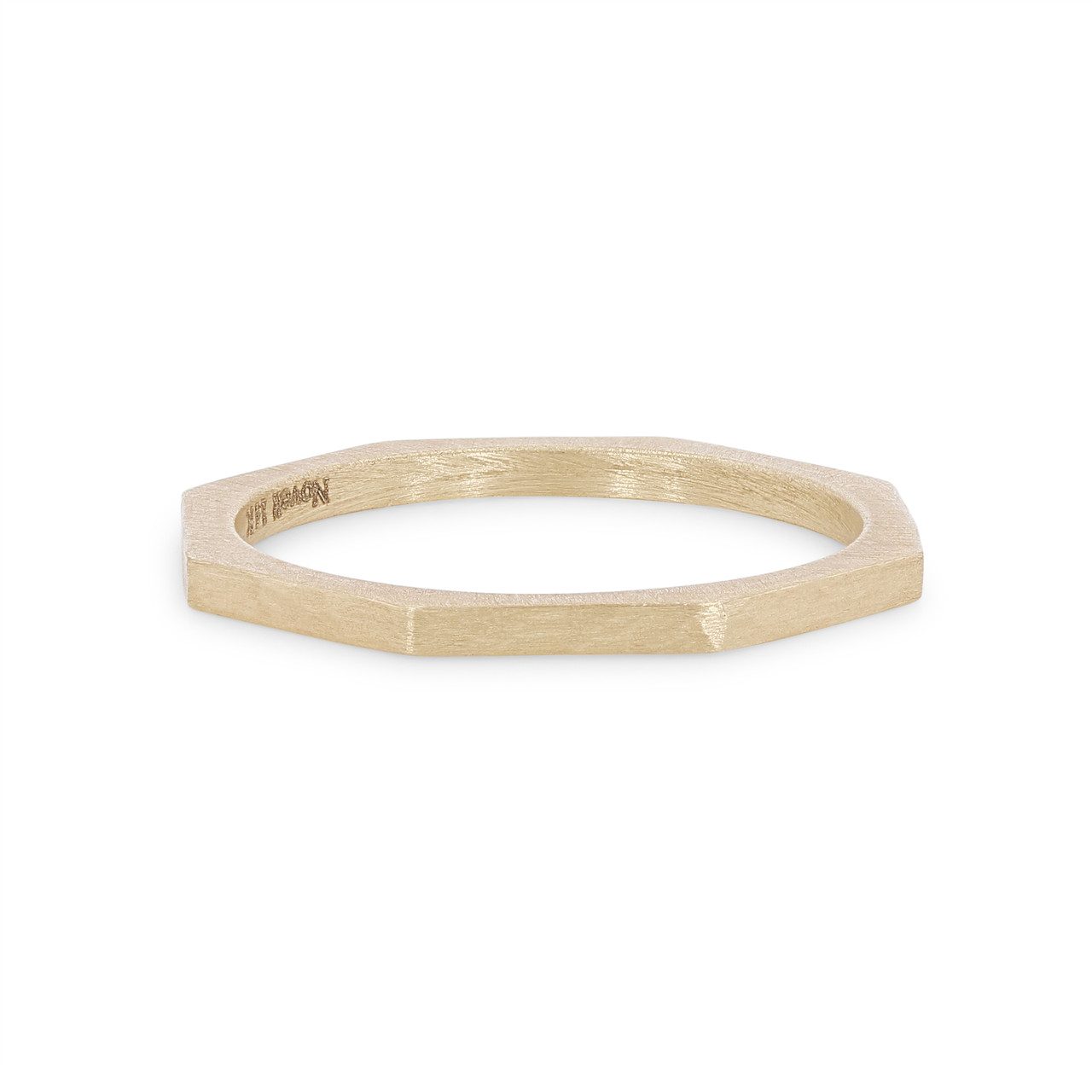 Octagon Geometric Hammer 1.5mm Wedding Band 0