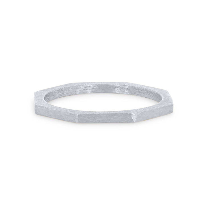 White Gold 14K Octagon Geometric Hammer 1.5mm Band