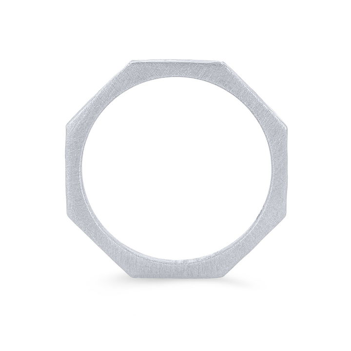 White Gold 14K Octagon Geometric Hammer 1.5mm Band
