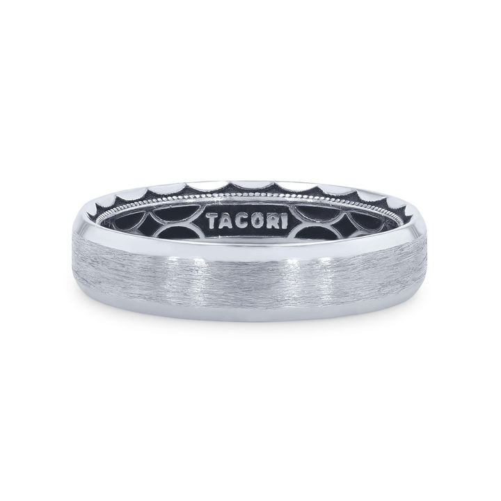 White Gold 18K Tacori Matte Crescent Inlay Wedding Band