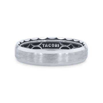Tacori Matte Crescent Inlay Wedding Band In White Gold 18K