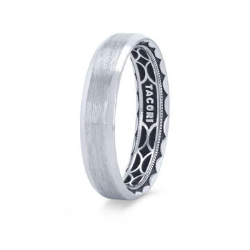 Tacori Matte Crescent Inlay Wedding Band In White Gold 18K
