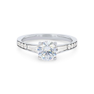 Simon G. Baguette and Round Diamond Engagement Setting In White Gold 18K
