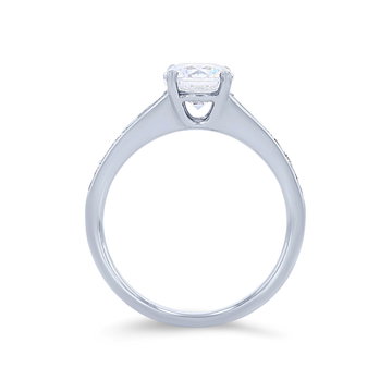 Simon G. Baguette and Round Diamond Engagement Setting In White Gold 18K