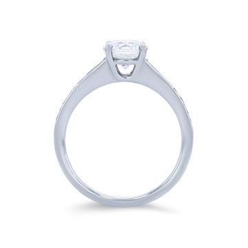 Simon G. Baguette and Round Diamond Engagement Setting In White Gold 18K
