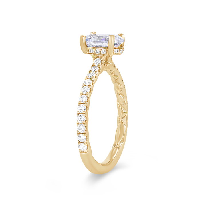 A. Jaffe Oval Hidden Halo Engagement Setting In Yellow Gold 14K