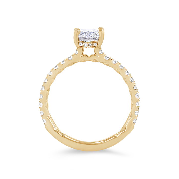 A. Jaffe Oval Hidden Halo Engagement Setting In Yellow Gold 14K