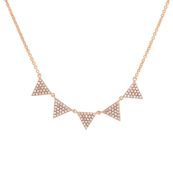 Pave Diamond Triangle Necklace In Yellow Gold 14K