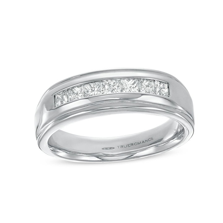 Princess Diamond Channel Wedding Band (1.00tw) In White Gold 14K