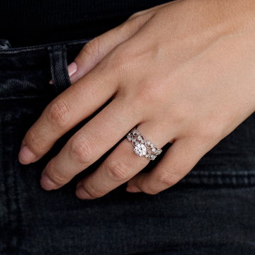 Kirk Kara Angelique Lace Milgrain Diamond Wedding Band In White Gold 14K