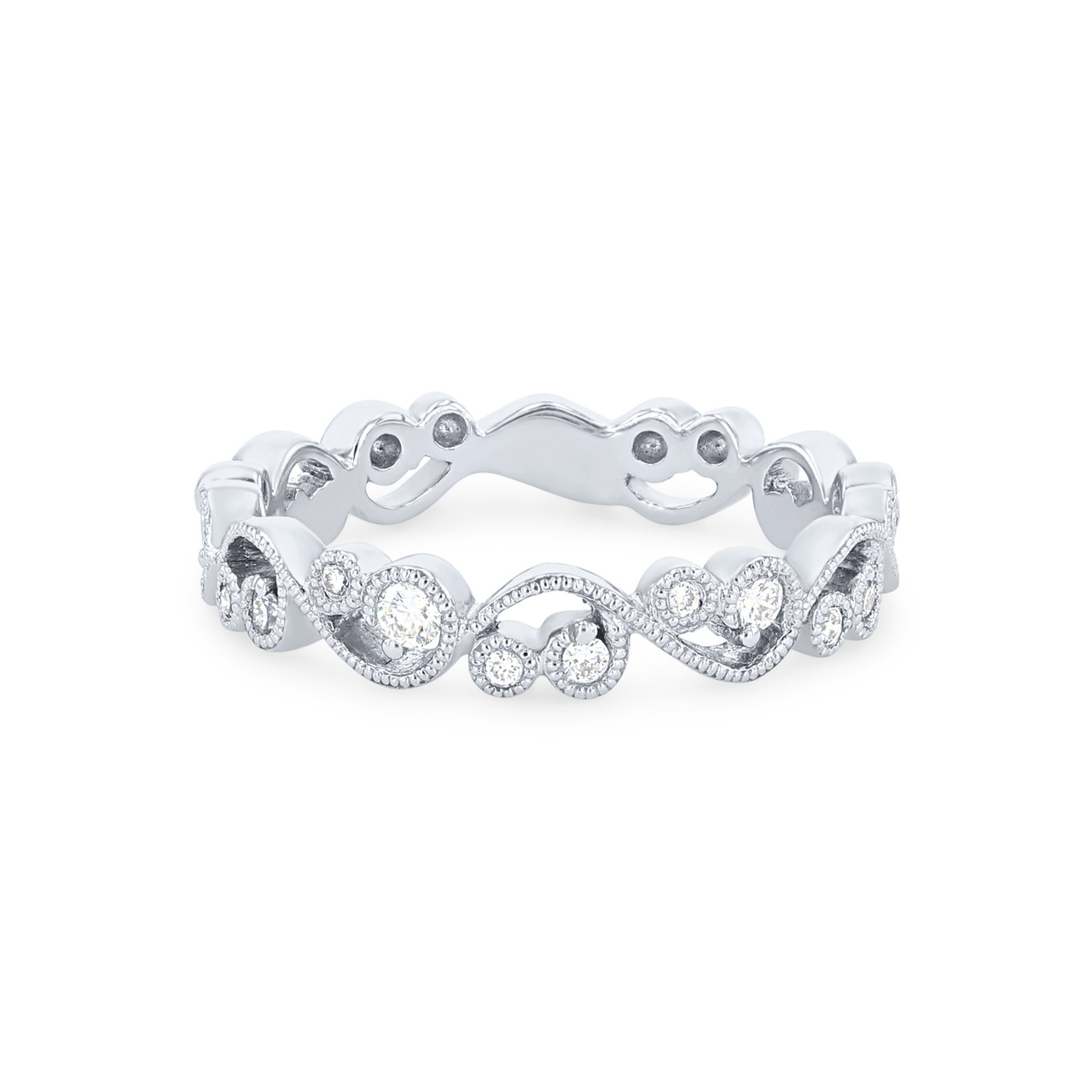 Kirk Kara Angelique Lace Milgrain Diamond Wedding Band 0