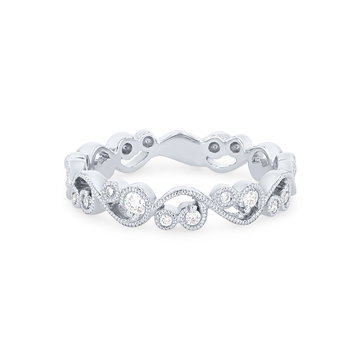 Kirk Kara Angelique Lace Milgrain Diamond Wedding Band In White Gold 14K