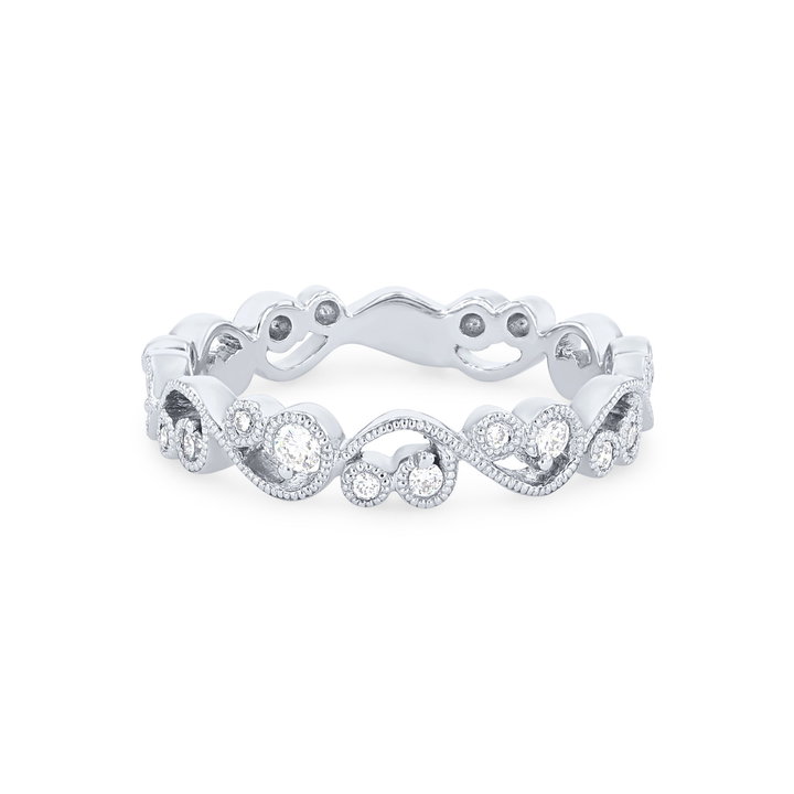 Kirk Kara Angelique Lace Milgrain Diamond Wedding Band In White Gold 14K